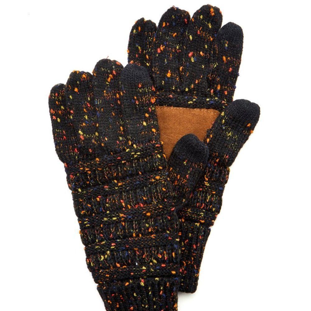 C.C. Black Marled Knit Smart Tips Touch Screen Gloves‎ New